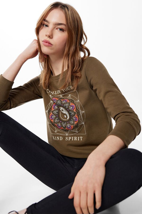 Springfield Sudadera "Follow your kind spirit" kaki