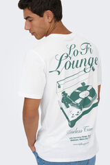 Only & Sons Camiseta dibujo frontal y trasero blanco