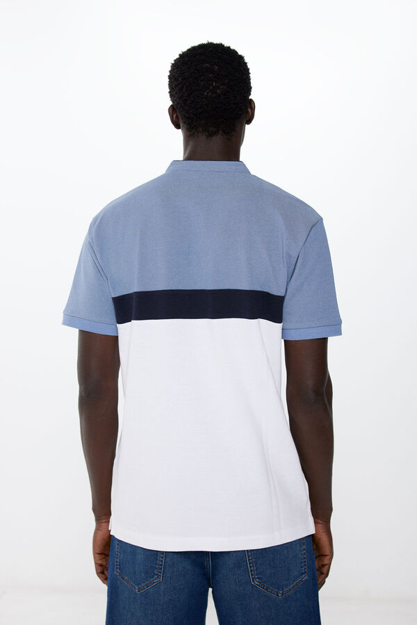 Springfield Polo piqu&eacute; slim color block azul
