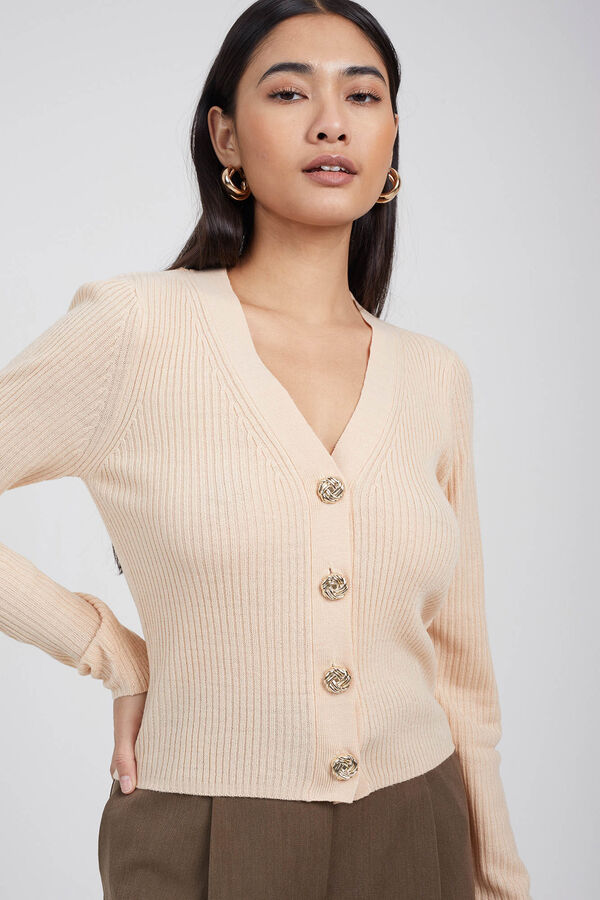 Brave Soul Chaqueta de punto con canal&eacute; nude