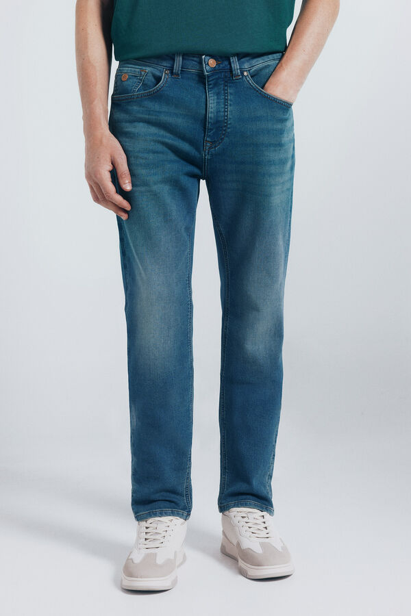 Springfield Cal&ccedil;a jeans slim fit de malha denim azul