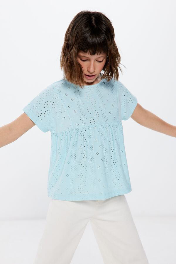 Springfield Kids Top bordado suizo niña azul