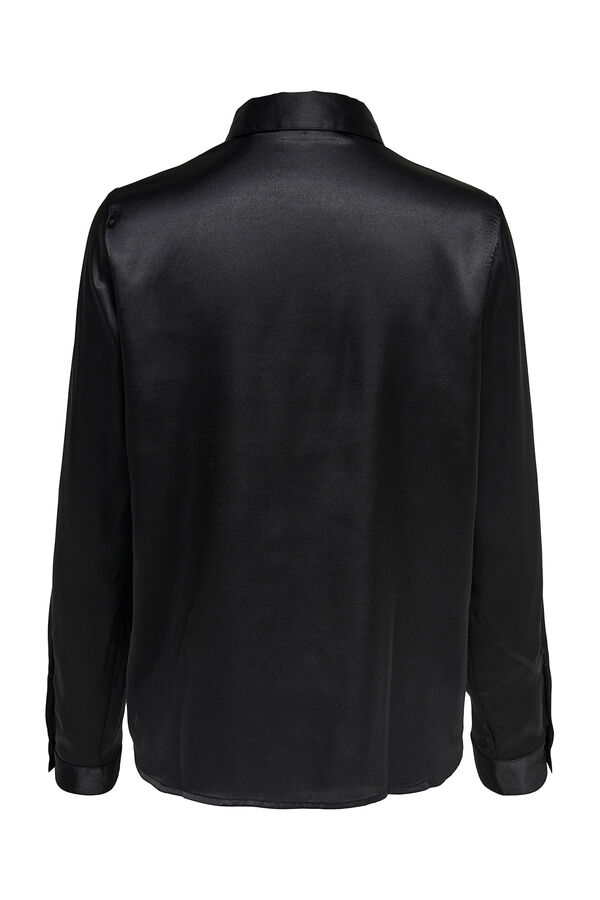JDY Blusa acetinada manga comprida preto