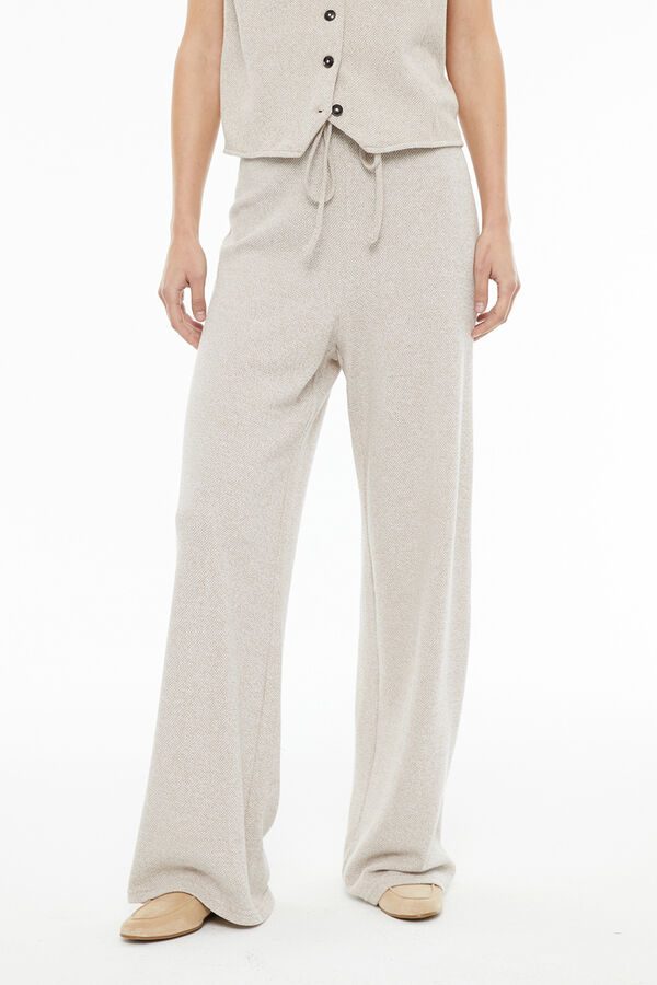 System Action Pantalón recto ancho marfil