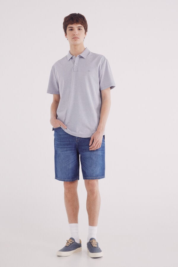 Springfield Camisa polo piqué estruturada bicolor de corte regular fit azul