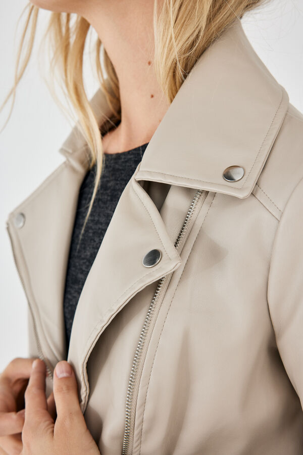 springfield Cazadora motera cintur&oacute;n beige