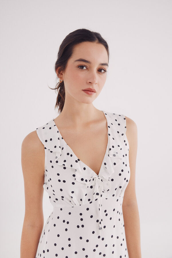 Springfield Vestido midi de bolinhas branco