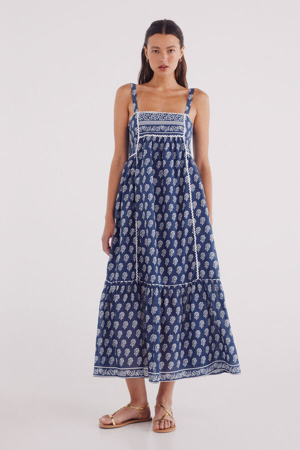 Springfield Vestido midi estampado paisley turquesa