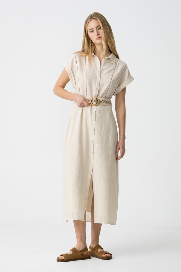 Tiffosi Vestido camisero con cintur&oacute;n nude