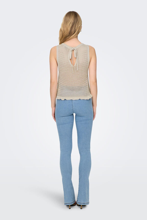 JDY Top de punto calado gris