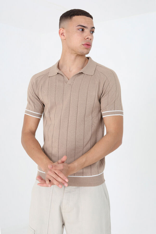 Brave Soul Polo de malha com manga curta bege