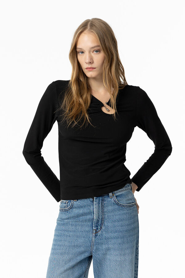 Tiffosi Camiseta con detalle met&aacute;lico negro