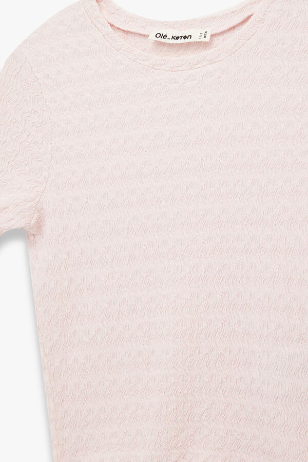 Koton T-shirt crop de manga curta rosa
