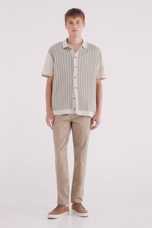 Springfield Pantal&oacute;n chino microestampado slim fit nude