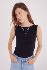 Springfield Camiseta escote barca algod&oacute;n negro