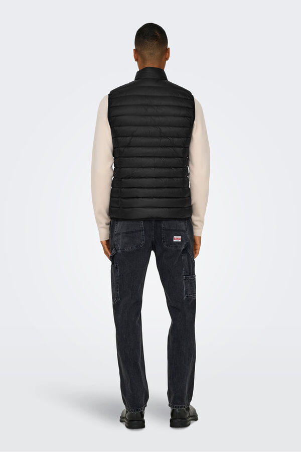 Only & Sons Colete acolchoado leve preto