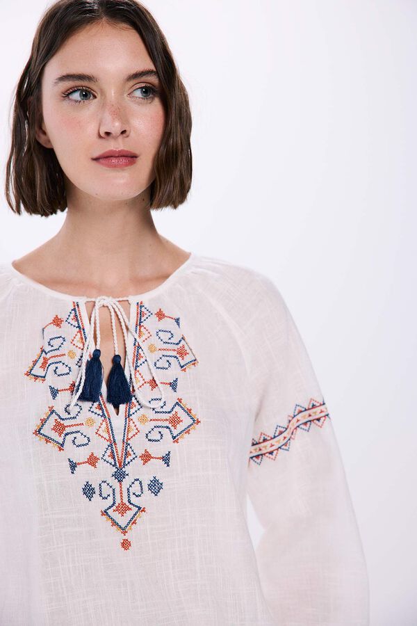 Springfield Blusas bordados multicolor blanco