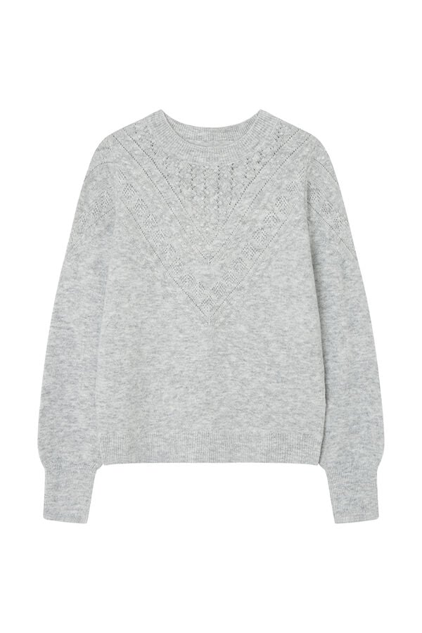 Springfield Su&eacute;ter com detalhe Pointelle cinzento