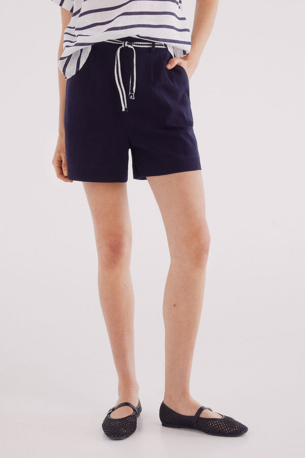 Springfield Shorts com cinto de algodão rústico estampado