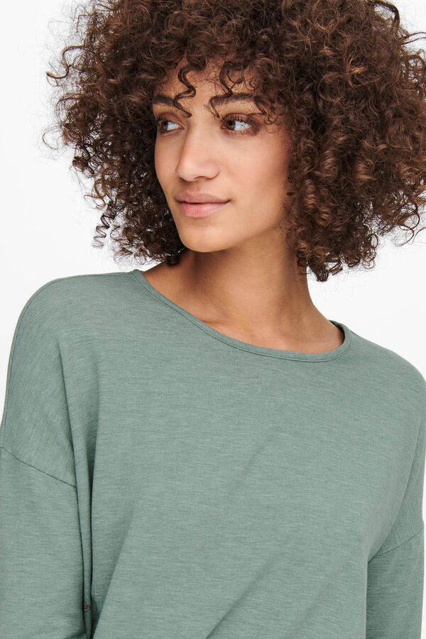 Only Camiseta fluida de manga media verde