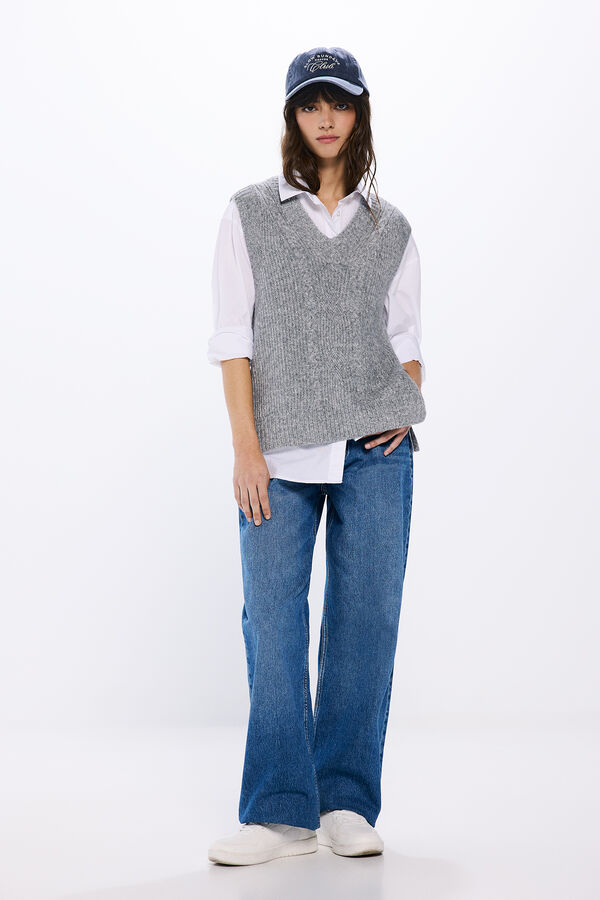 Springfield Chaleco punto escote pico gris