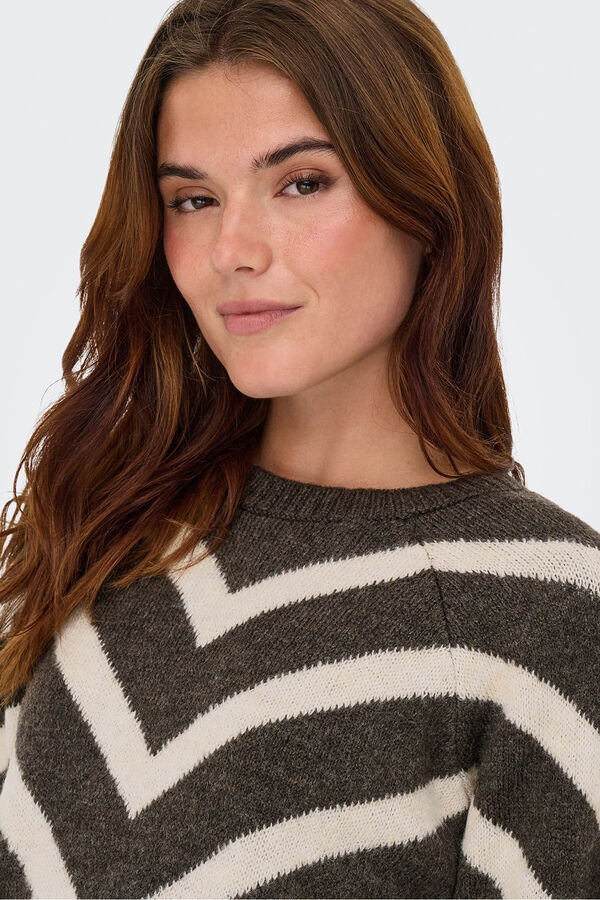 Only Jersey con estampado geom&eacute;trico marr&oacute;n