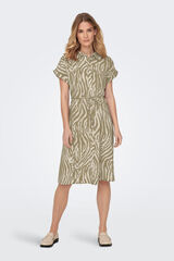JDY Vestido midi estampado animal print blanco
