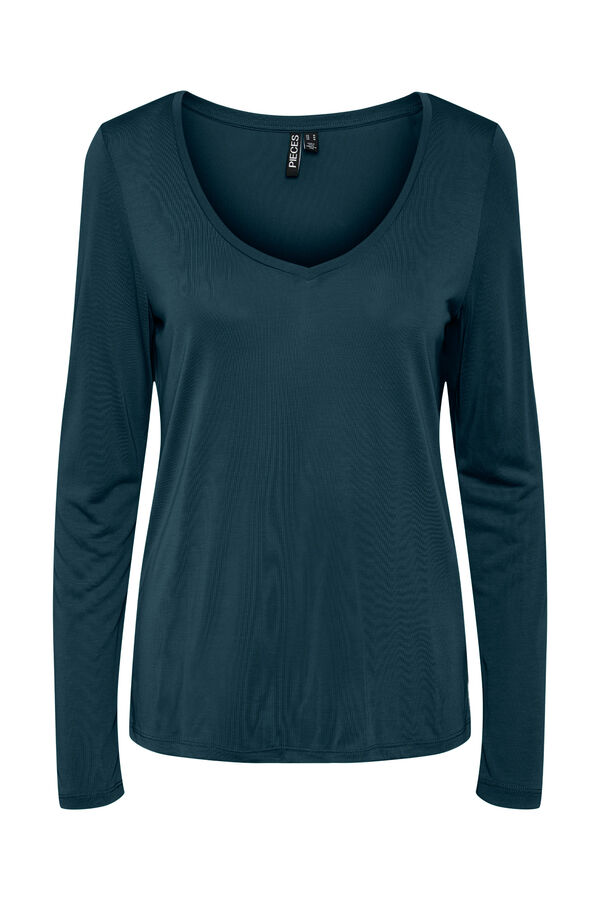 Pieces Camiseta de modal de manga larga verde