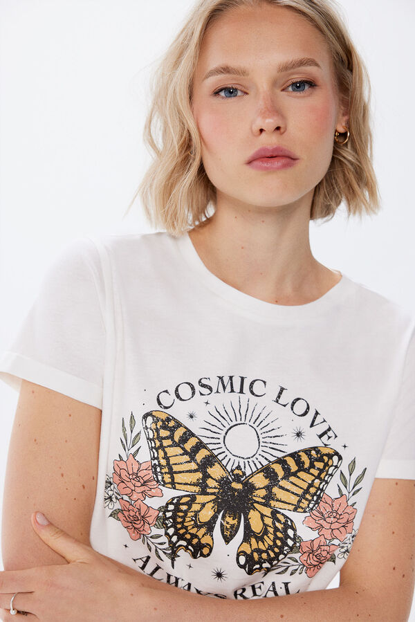 Springfield Camiseta gr&aacute;fica &eacute;tnica blanco