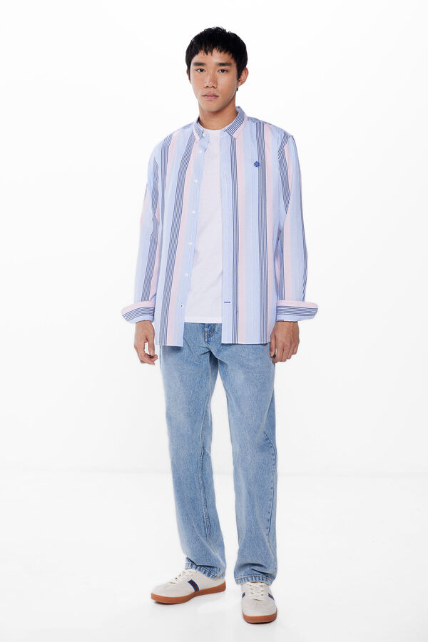 Springfield Camisa polo riscas lavada rosa