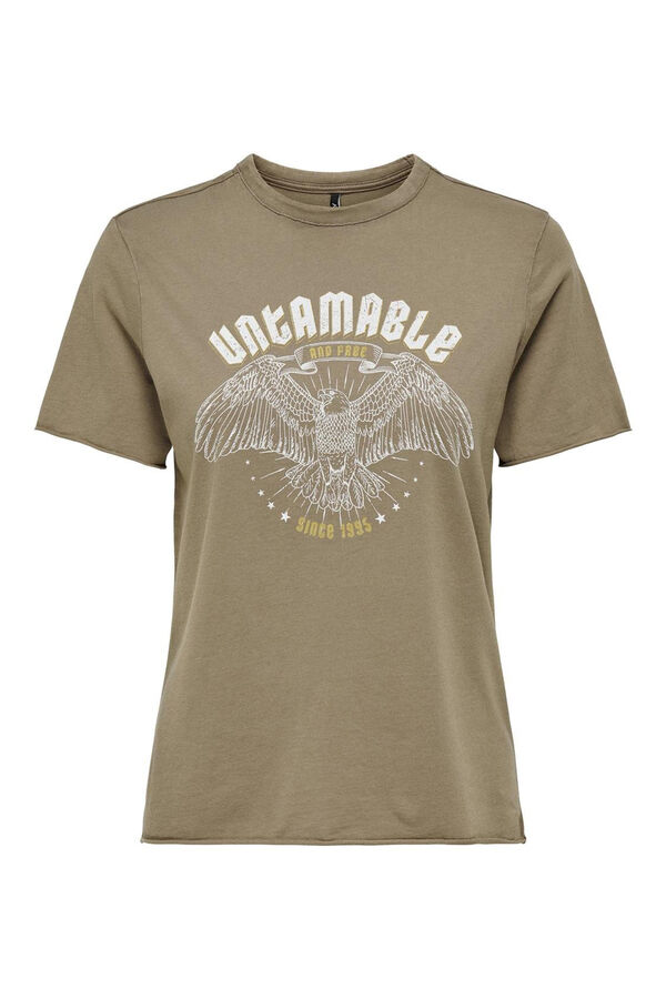 Only Camiseta com letras cinzento