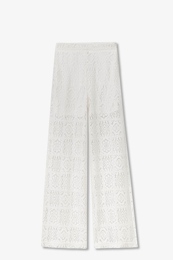 Tiffosi Calças de malha com efeito bordado branco