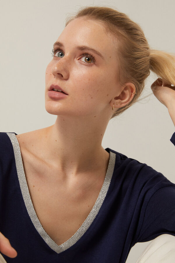 Springfield Camiseta cuello pico l&uacute;rex azul