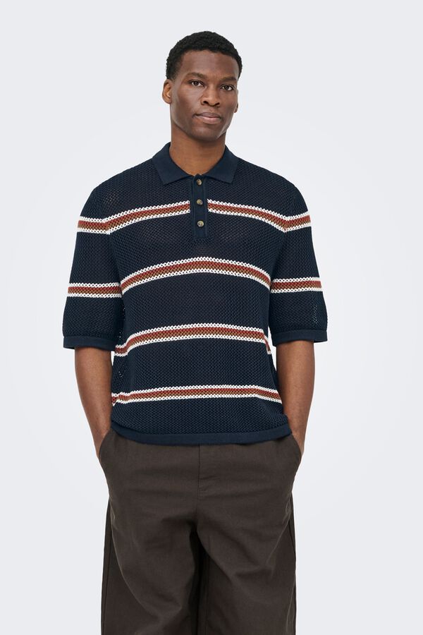Only & Sons Polo de malha azul