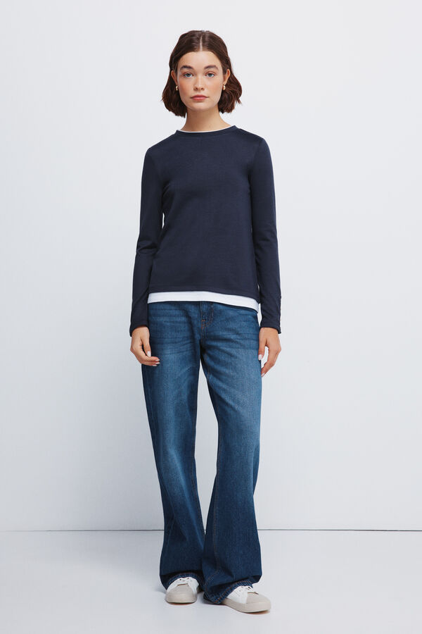 Springfield Camiseta tacto suave efecto doble prenda azul