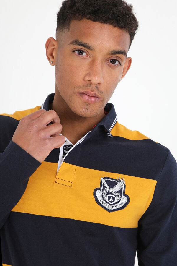 Brave Soul Polo de manga larga a rayas amarillo