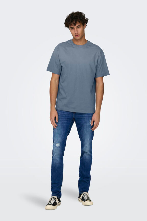 Only & Sons T-shirt manga curta corte folgado azul
