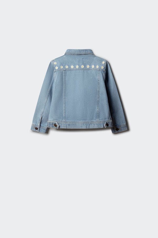 Springfield Kids Blus&atilde;o trucker de menina em denim com margaridas azul