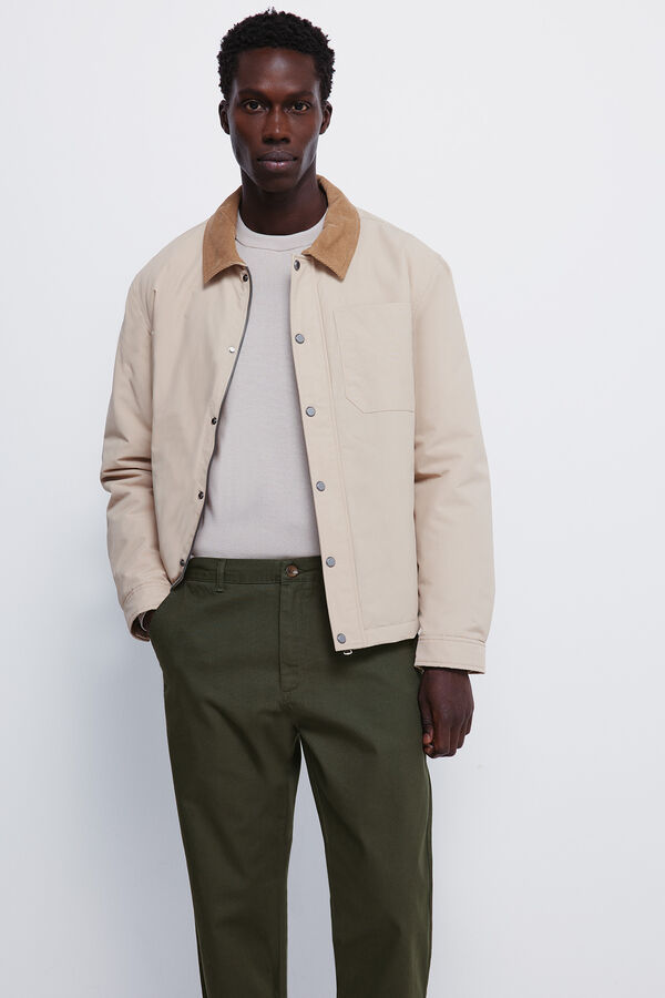 Springfield Pantal&oacute;n chino dobby comfort fit kaki