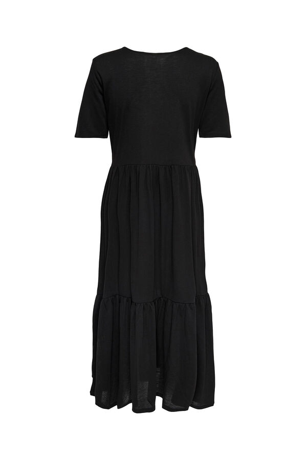 JDY Vestido midi manga corta negro