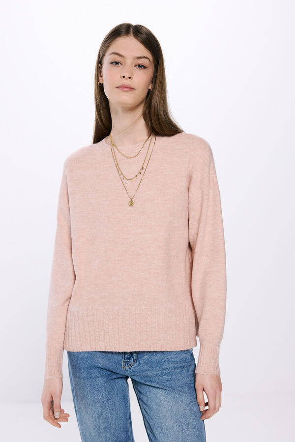 Springfield Suéter com riscas em relevo rosa