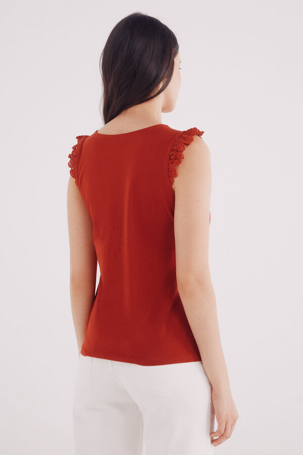 Springfield Camisa de crochet com babados vermelho