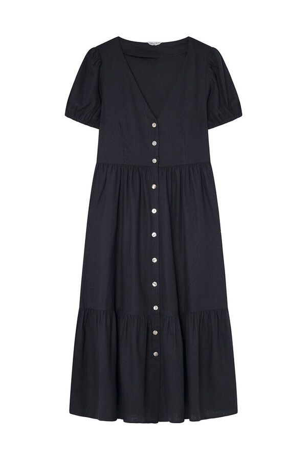 Springfield Vestido Midi Lino  negro