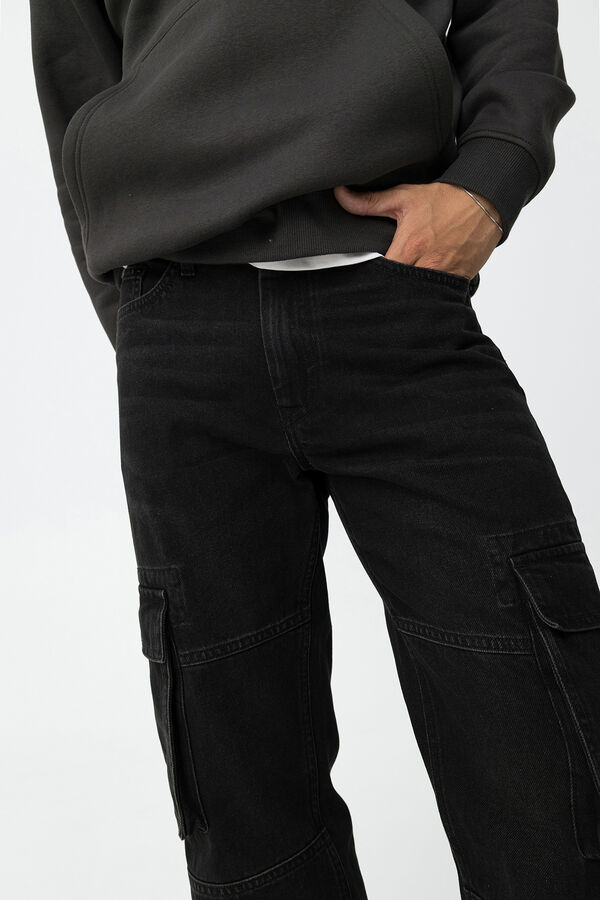 Tiffosi Young Jeans Cargo Wide Leg negro