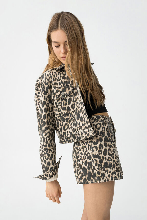 Tiffosi Young Falda-Pantal&oacute;n vaquera de leopardo negro