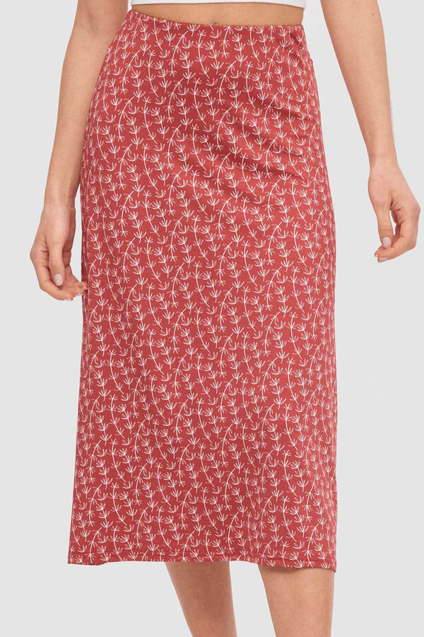 Inside Falda Midi Con Estampado rojo