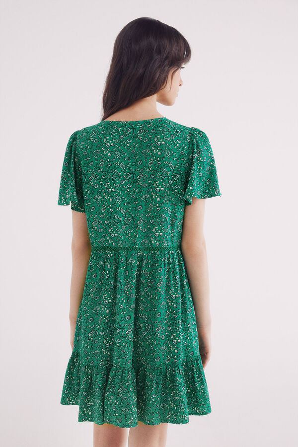 Springfield Vestido curto de renda estampado verde