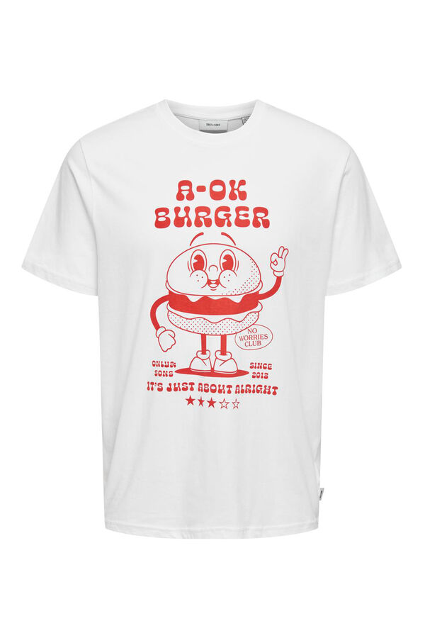 Only & Sons T-shirt com desenho frontal branco
