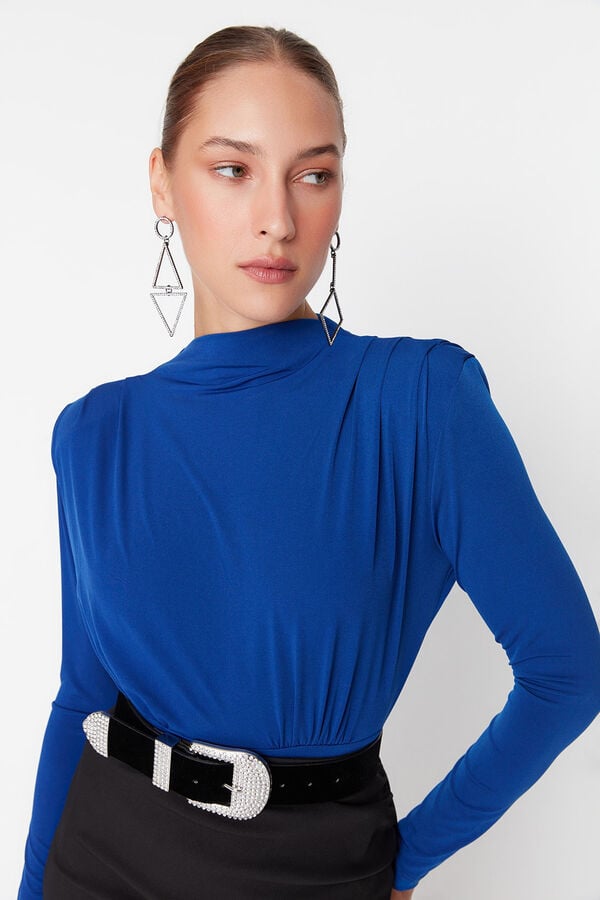 Trendyol Body de malha com drapeado azul