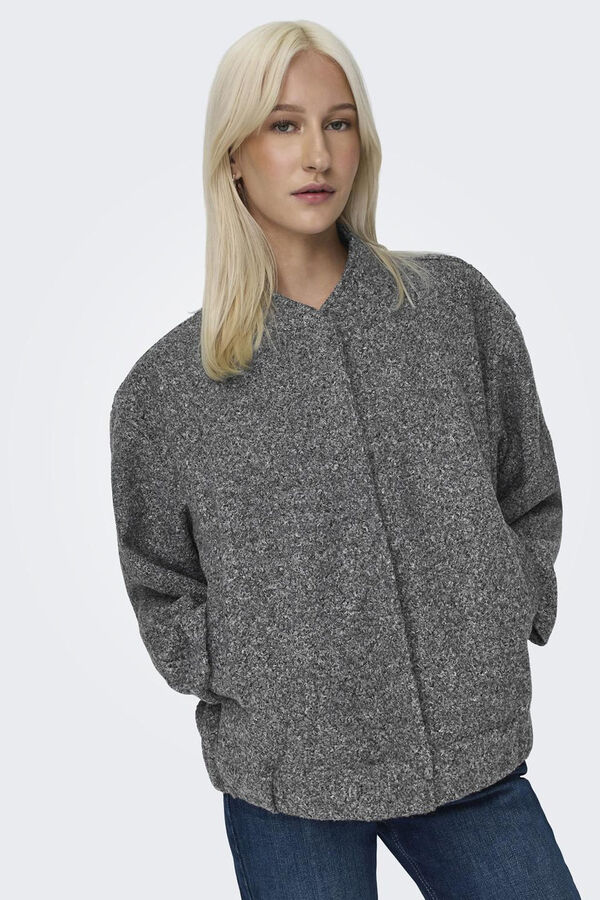 Only Jaqueta bomber com fecho-éclair cinzento